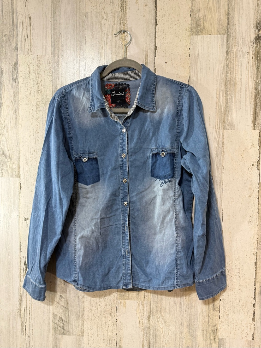 Denim Long Sleeve Button-Down Shirt